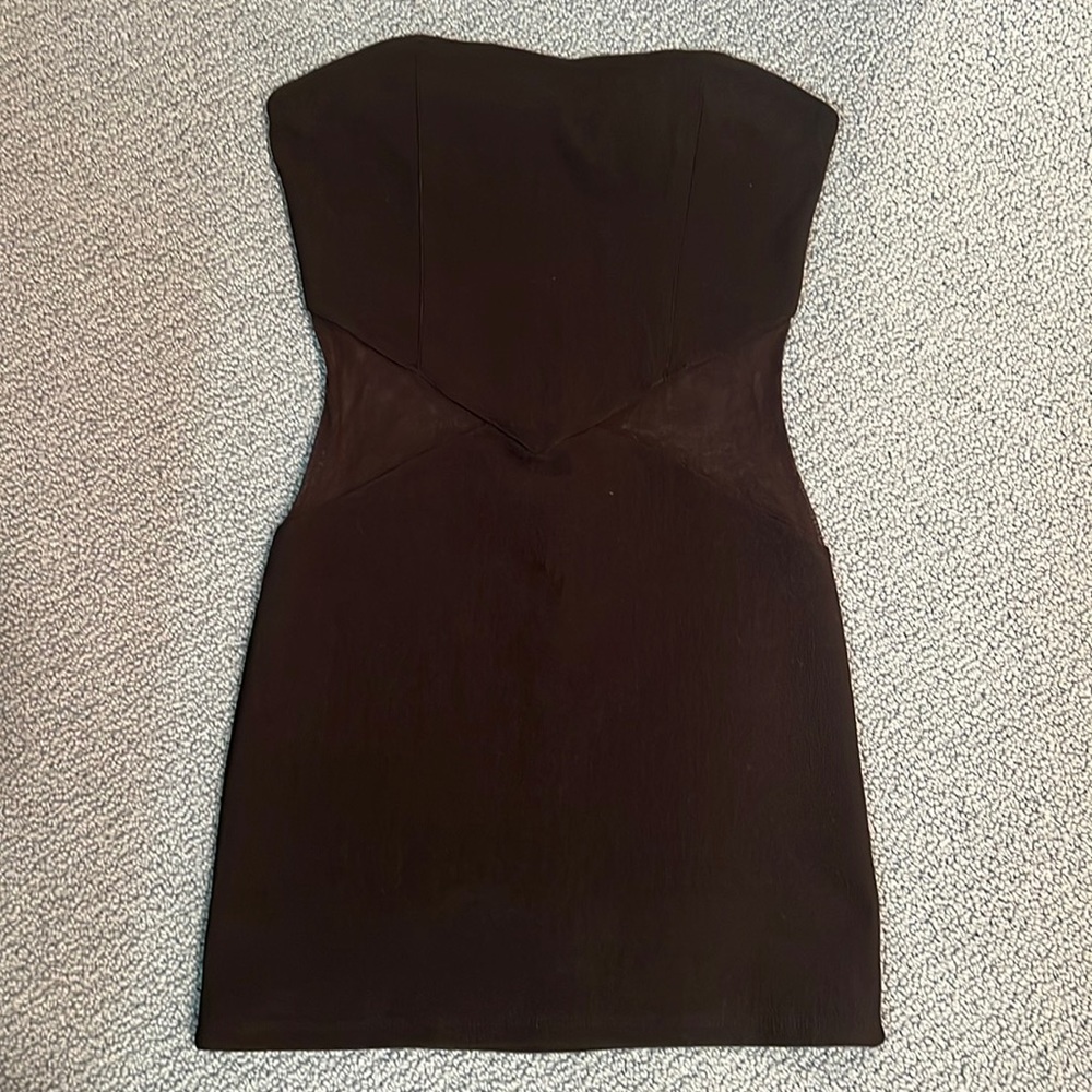 LF Black Strapless Dress with Sheer Cutouts on Side, Size M